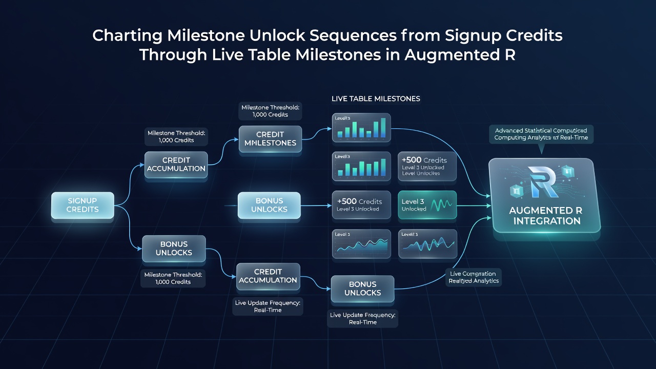 Live table milestone interface in augmented reality with progress indicators and credit conversion mechanics displayed