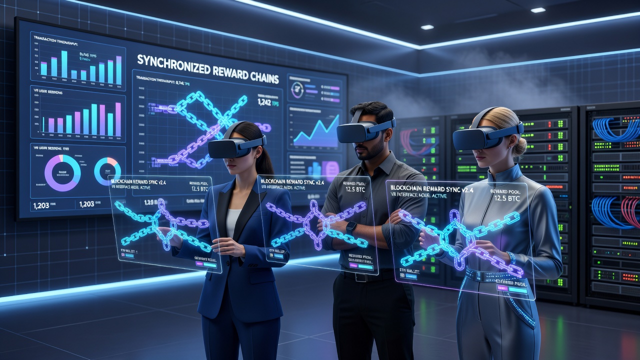 Close-up view of synchronized blockchain transaction logs appearing within a virtual reality gambling dashboard