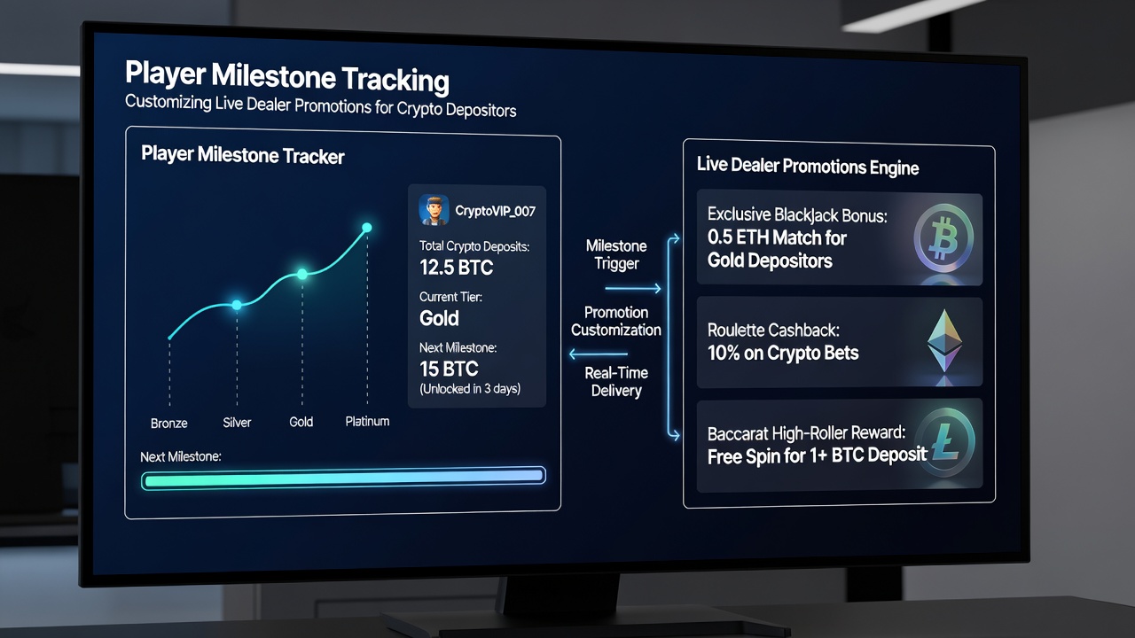 Screenshot of customized live dealer promotion interface triggered by crypto deposit milestones